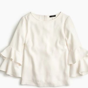 Cream J Crew Ruffled Bell Sleeve Top size 6